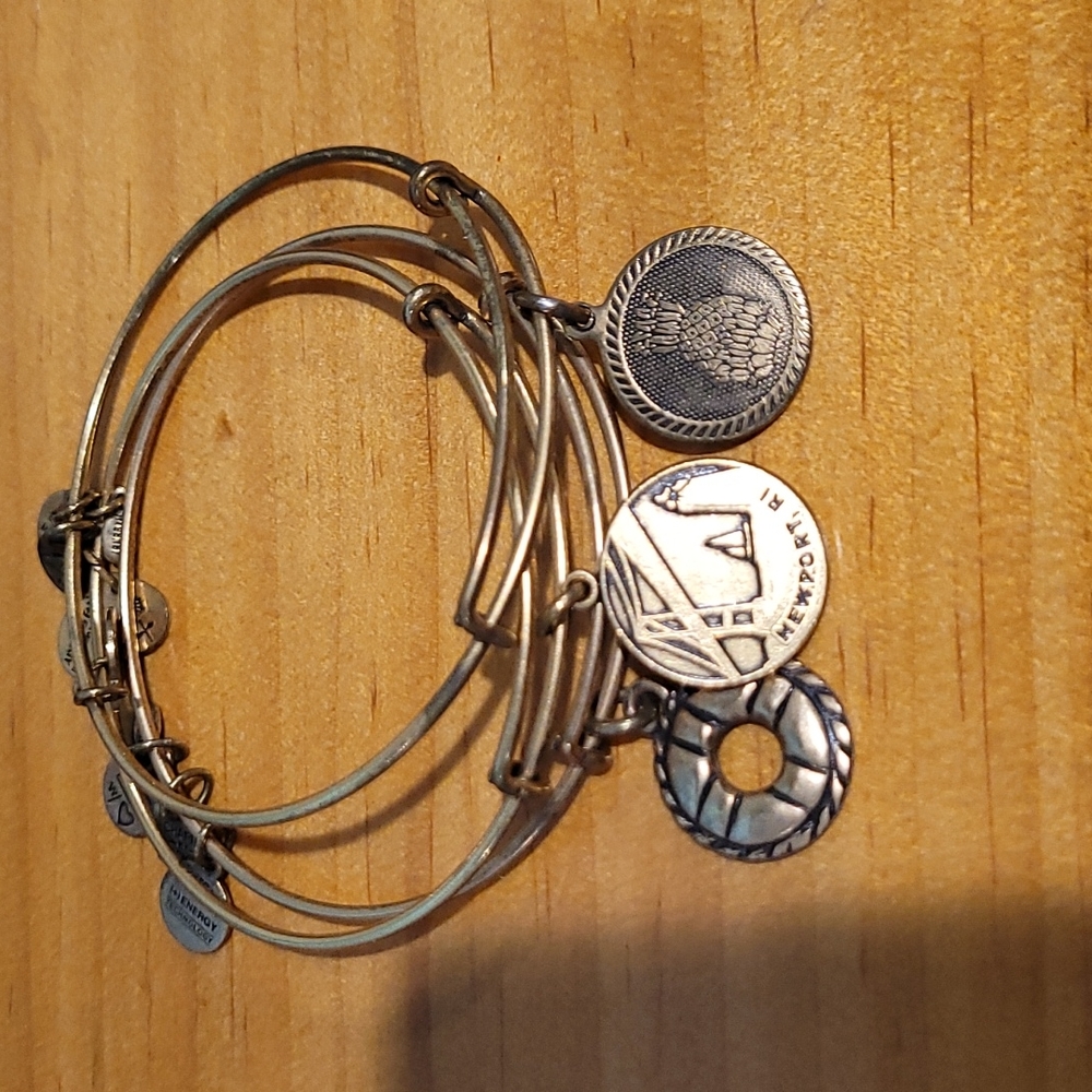 Alex and Ani 3 bundle set: Life preserver, Newport, RI, pineapple gold finish - Picture 1 of 1